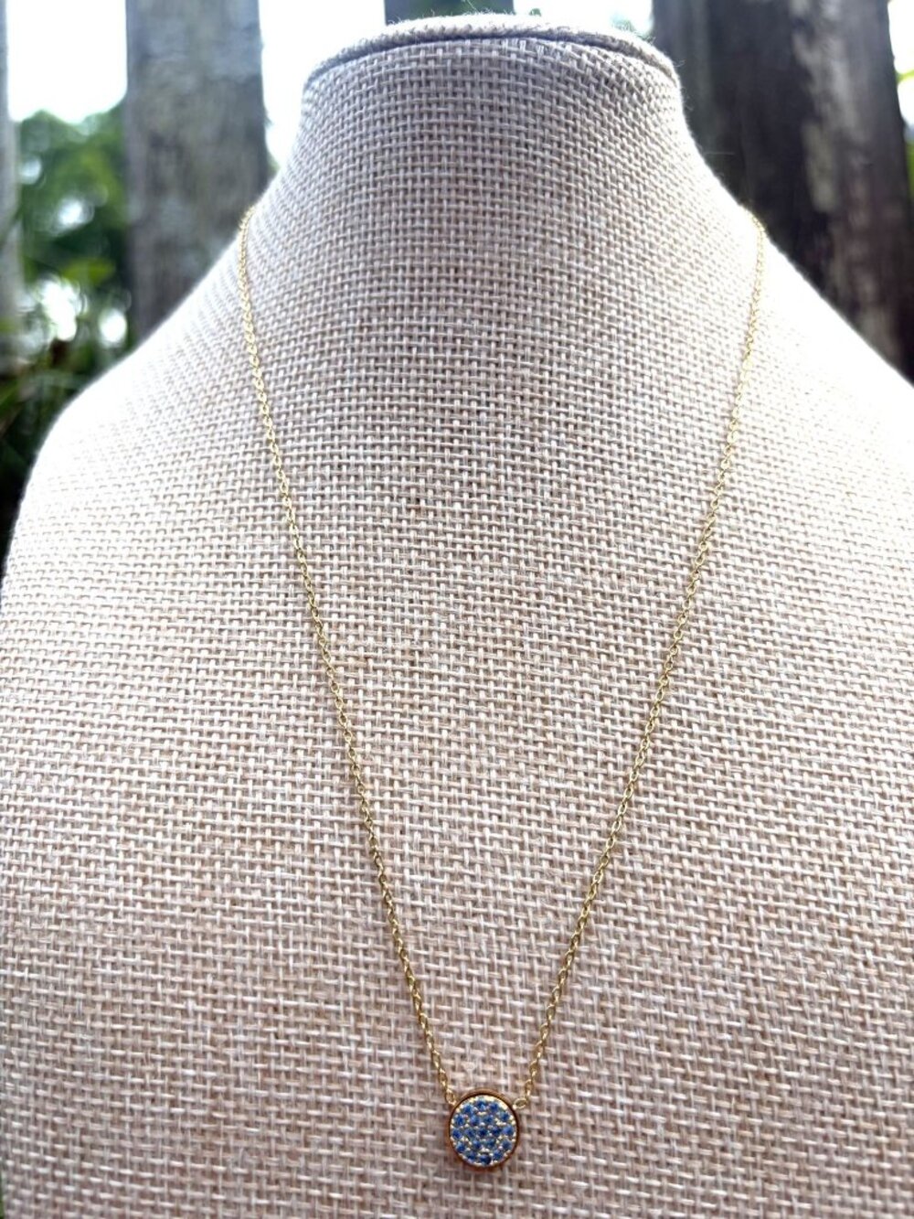 Ramla Lola March Aquamarine Birthstone Necklace Gold Plated Chain Minimalist NEW